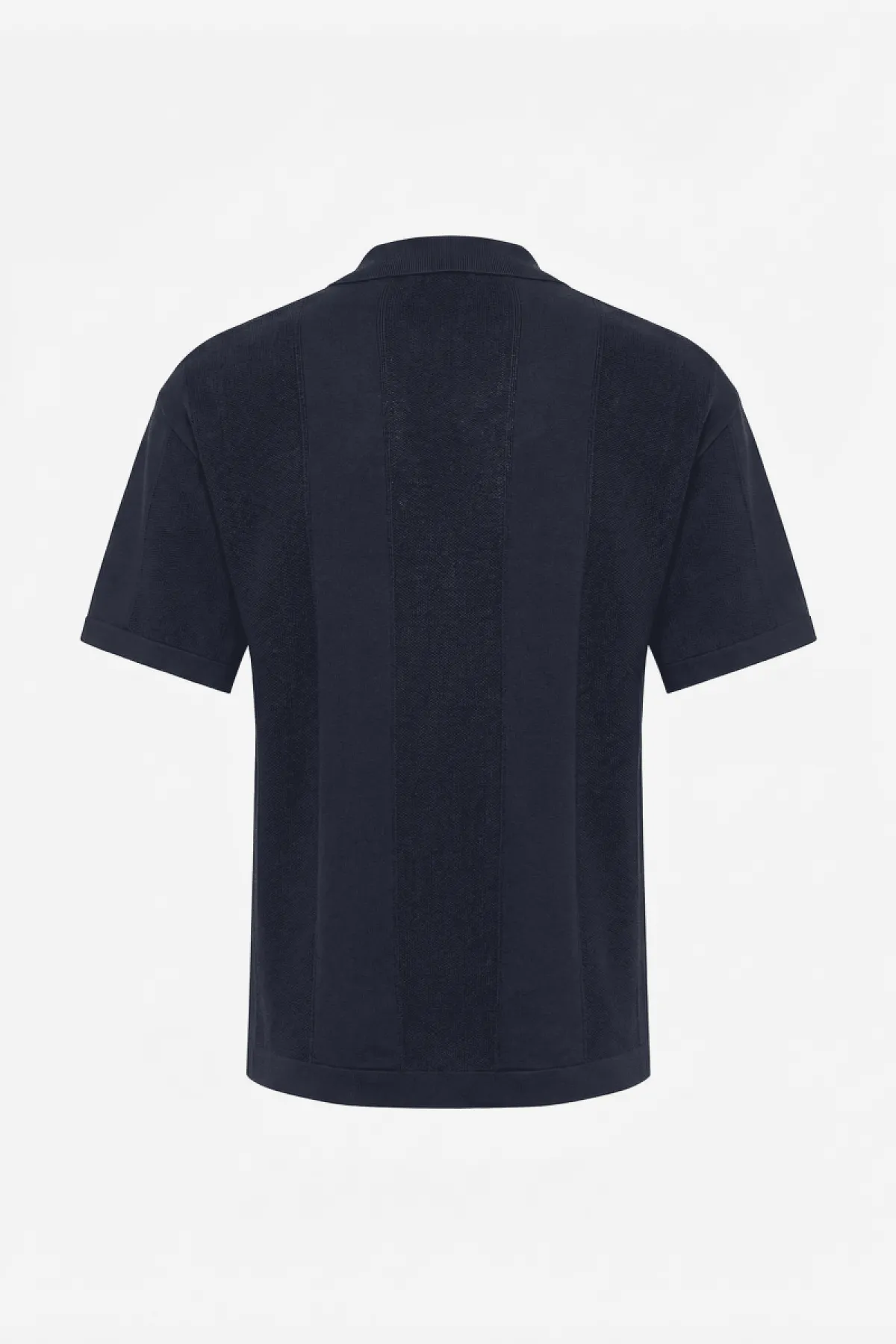 Gebreide Buttonless Polo | Donkerblauw